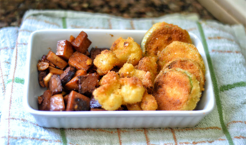 ארוחה שלמה: קוביות טופו וירקות בציפוי