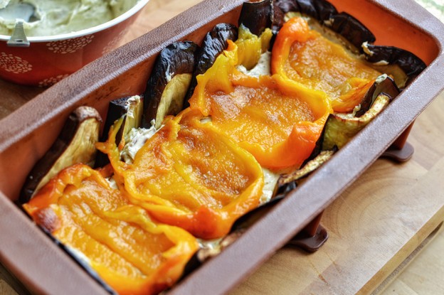 טרין חצילים ופלפלים טבעוני