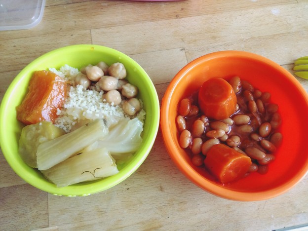 קוסקוס עם מרק, תבשיל שעועית לבנה וגזר